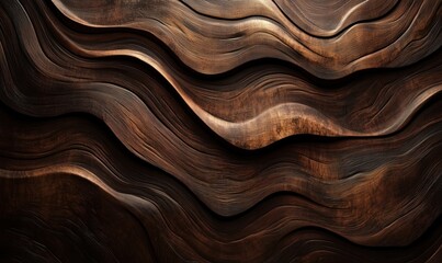 Poster - Textured wooden waves with rich brown tones and intricate patterns