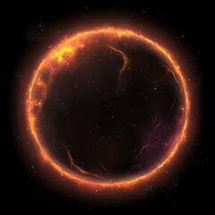 Poster - fiery celestial sphere enveloped in nebula glow depicting cosmic planetary phenomenon space art