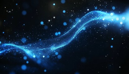 Poster - Blue energy wave, dark background, digital art, website banner