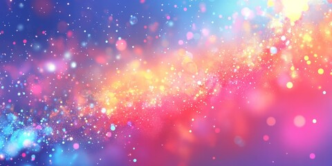 Poster - Colorful bokeh galaxy background; vibrant particles swirl