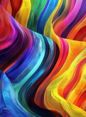 Aufkleber - Abstract rainbow swirls, digital art, vibrant background, design element