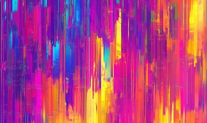 Poster - Vibrant Abstract Vertical Stripes in Pink, Blue, Yellow, and Orange