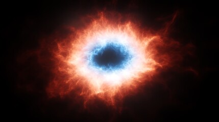 Poster - Fiery Portal Vortex Dynamic Energy Field Orange and Blue Abstract Universe Background Power Burst