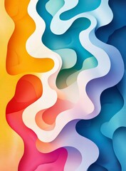 Aufkleber - Colorful paper cut waves, abstract background, vibrant design, digital art, website banner