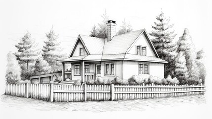 Canvas Print - charming handdrawn house