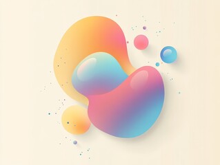 Poster - Pastel fluid shapes, abstract design, beige background, website banner
