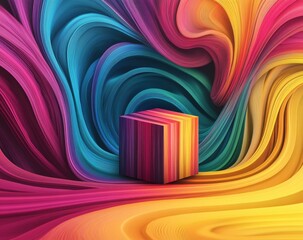 Poster - Colorful swirls background cube display