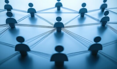 Poster - Network connections represented by figures and lines illustrating social interaction and communication