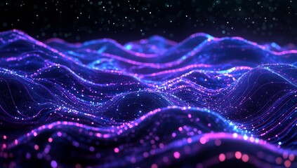 Poster - Glowing digital waves, cosmic background, futuristic design, website banner