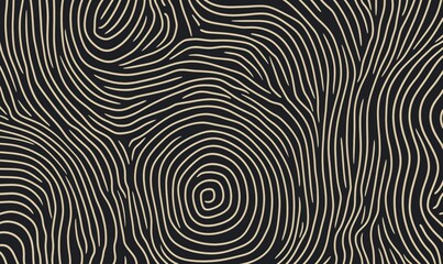 Poster - Abstract black and beige wavy lines pattern resembling fingerprint textures