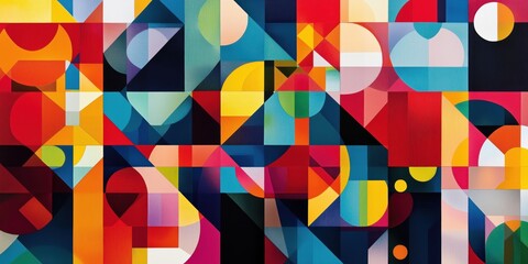 Poster - Vibrant Abstract Geometric Composition with Bold Colors and Shapes