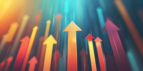 Poster - Colorful upward arrows representing growth, progress, and success in a dynamic environment