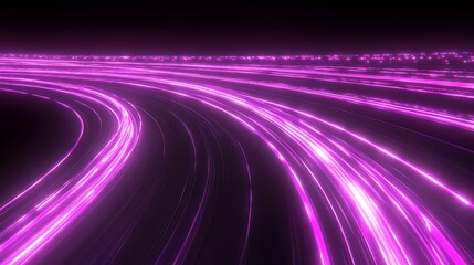 Poster - Futuristic Highway Speeding with Neon Purple Light Trails in the Nightscape Abstract Vision