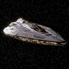 Poster - Futuristic Spaceship Cruising Through the Cosmos Exploration of the Galaxy Adventure and Journey