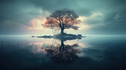 Wall Mural - surreal tree in water