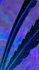 Aufkleber - A vibrant cannabis leaf covered in dewdrops, illuminated by glowing neon lights in a dreamy and futuristic atmosphere