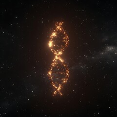 Poster - Glowing Double Helix Structure Symbolic Representation Genetic Information Science Cosmology Concept