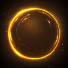 Poster - Glowing Golden Ring of Light with Particles in Dark Backdrop a Stellar Celestial Phenomenon Effect