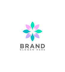  Modern abstract geometric logo design featuring interconnected pastelcolored petal shapes, ideal for corporate branding, elegant business identity, and creative ventures.