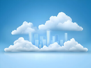 Wall Mural - Cityscape in the Clouds Illustration