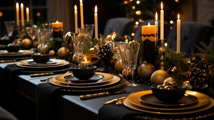 Wall Mural - festive black and gold holiday