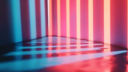 Aufkleber - Neon light corridor, abstract interior design, futuristic room