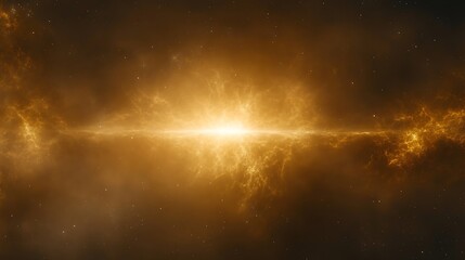 Poster - Golden Nebula of Galactic Radiance Stellar Horizon Universe Galaxy Cosmic Glow Celestial Light
