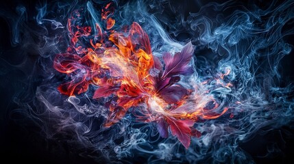 Leinwandbilder - Dynamic fire dance with flickering flames and tendrils abstract art dark background digital creation conceptual imagery