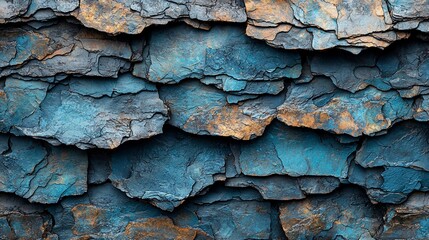 Textured blue and gold stone layers background