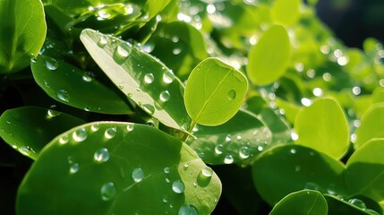 Wall Mural - sunlight water leaves