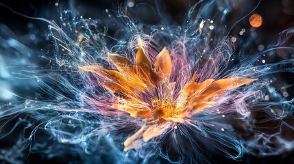 Aufkleber - Radiating lines from a central point captivating flower in motion nature digital art close-up dynamic visuals