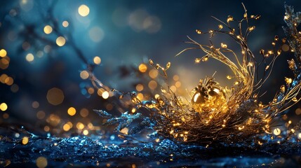Aufkleber - Delicate golden glow illuminating a nest of lights nature photography enchanted close-up serenity