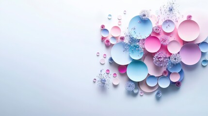 Fototapete - Soft overlapping pastel circles in shades of pink and blue abstract art digital design modern aesthetic artistic viewpoint