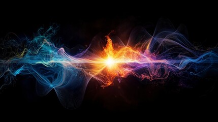 Leinwandbilder - Dynamic sound waves in motion abstract visualization digital art cosmic environment close-up perspective energy concept