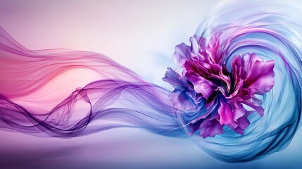 Poster - Floral beauty in spiraling lines aesthetic digital art background with continuous colorful motion
