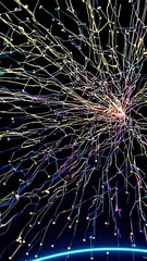 Fototapete - Glowing neural connections transmitting signals, creating a futuristic and microscopic sci-fi atmosphere