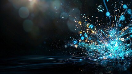 Fototapete - Stunning abstract background tiny glowing points of light in a dark aesthetic environment