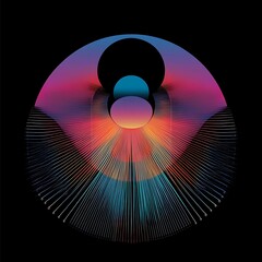 Aufkleber - Abstract circular design with radiating lines. Vivid colors.  Possible use for Wallpaper, Website background