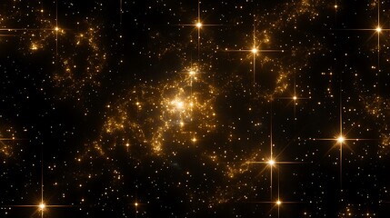 Poster - Infinite Golden Cosmos Sparkle Radiance Celestial Wonders of Universe Abstract Space and Stars View