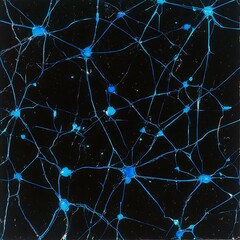 Poster - Interconnected Blue Network Illustration on Dark Surface with Complex Branching Structure