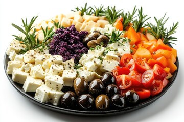 Wall Mural - Delicious mediterranean appetizer with fresh ingredients seasoned with herbs and spices