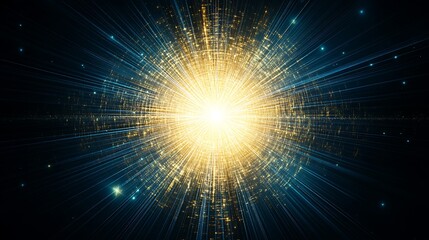Poster - Light Burst Expansion Effect Energetic Radiating Rays Sparkles Backdrop Intense Shining Glow Abstraction