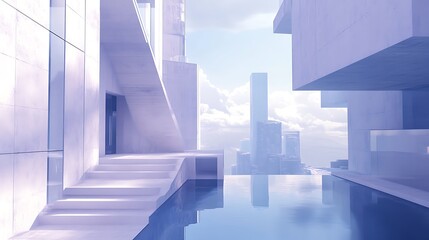 Aufkleber - Modern, urban, minimalist architectural pool scene, ideal for design projects or promotional materials
