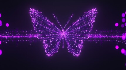 Poster - Luminescent Butterfly Glowing with Digital Light Trails in a Dark Space Backdrop Innovation
