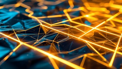 Wall Mural - abstract glowing network, futuristic interconnected web of light and form