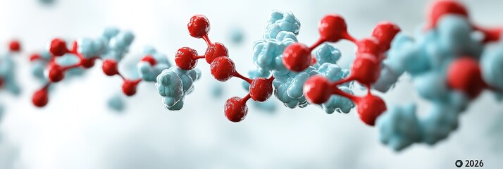 Poster - Molecular Bonds 3D Render of Abstract Connecting Structure with Red Spheres Symbolizing Links