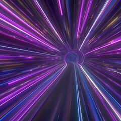 Poster - luminous purple data stream tunnel of light speed and futuristic high technology visualization