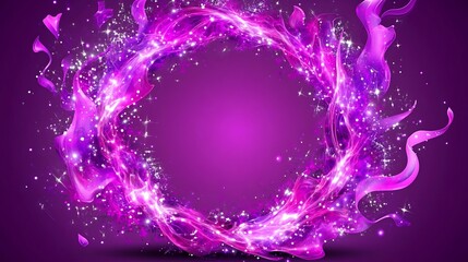 Poster - Luminous Wreath of Violet Magic Sparkling Energy Design Shining Celebration Festive Abstract Art