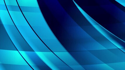 Fototapete - Blue curved glossy stripes geometric abstract tech background. Seamless looping minimal motion design. Video animation Ultra HD 4K 3840x2160