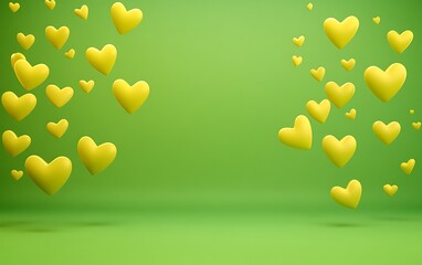 Aufkleber - Abstract hearts falling on green background